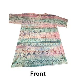 Vintage 90s Southwest Aztec Tribal Tee USA Made Festival Boho Medium